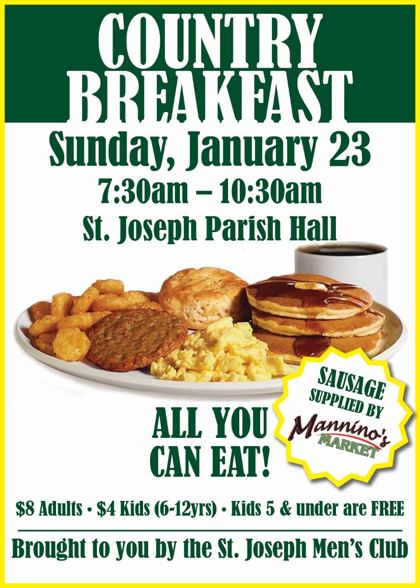 St. Joseph Men's Club Country Breakfast | St. Joseph Catholic Parish ...