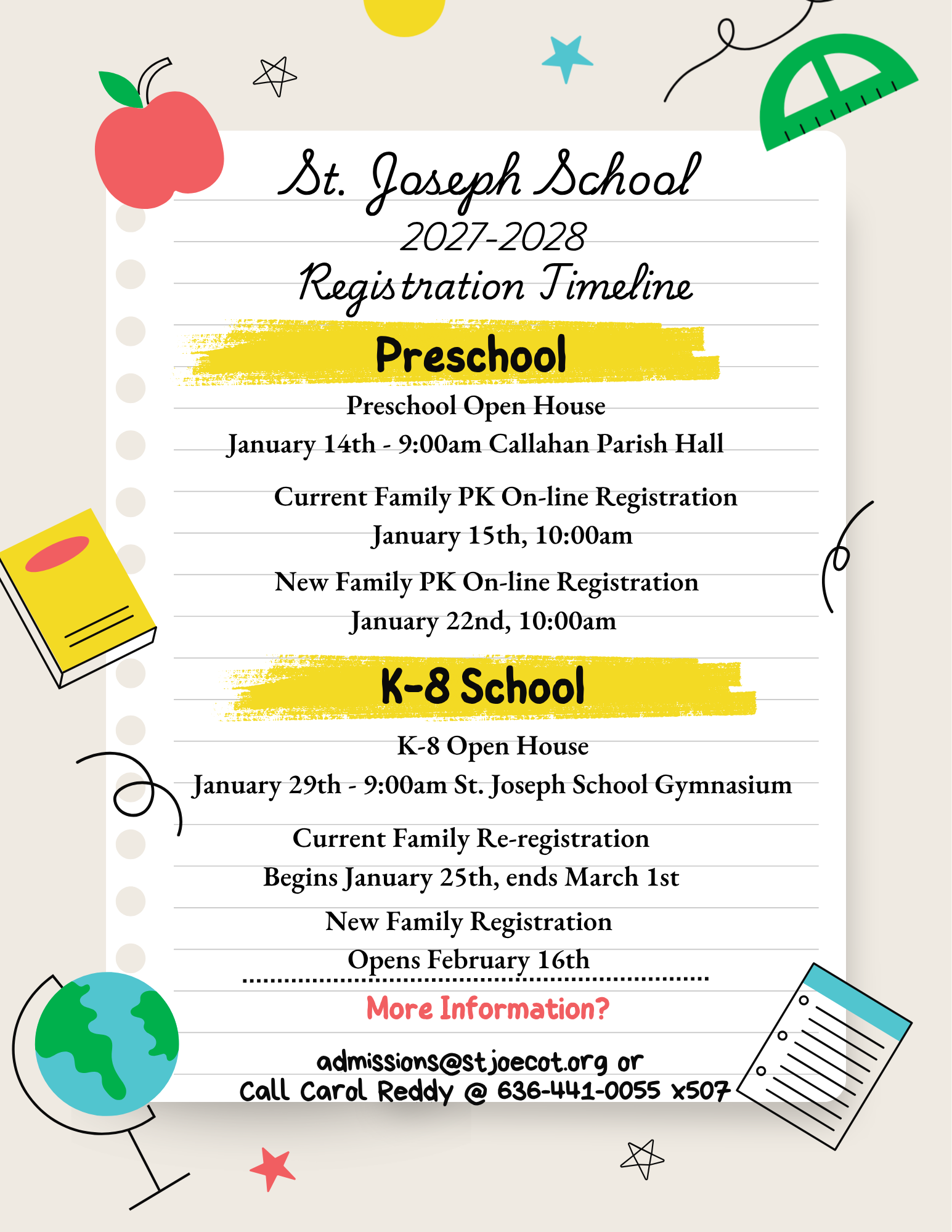 SJS Open HouseRegistration Flyer 2027-2028 School Year